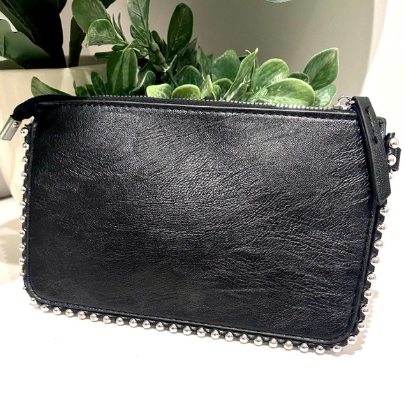 Silver Studded Black Vegan Leather Clutch & Crossbody - Picture 5 of 11